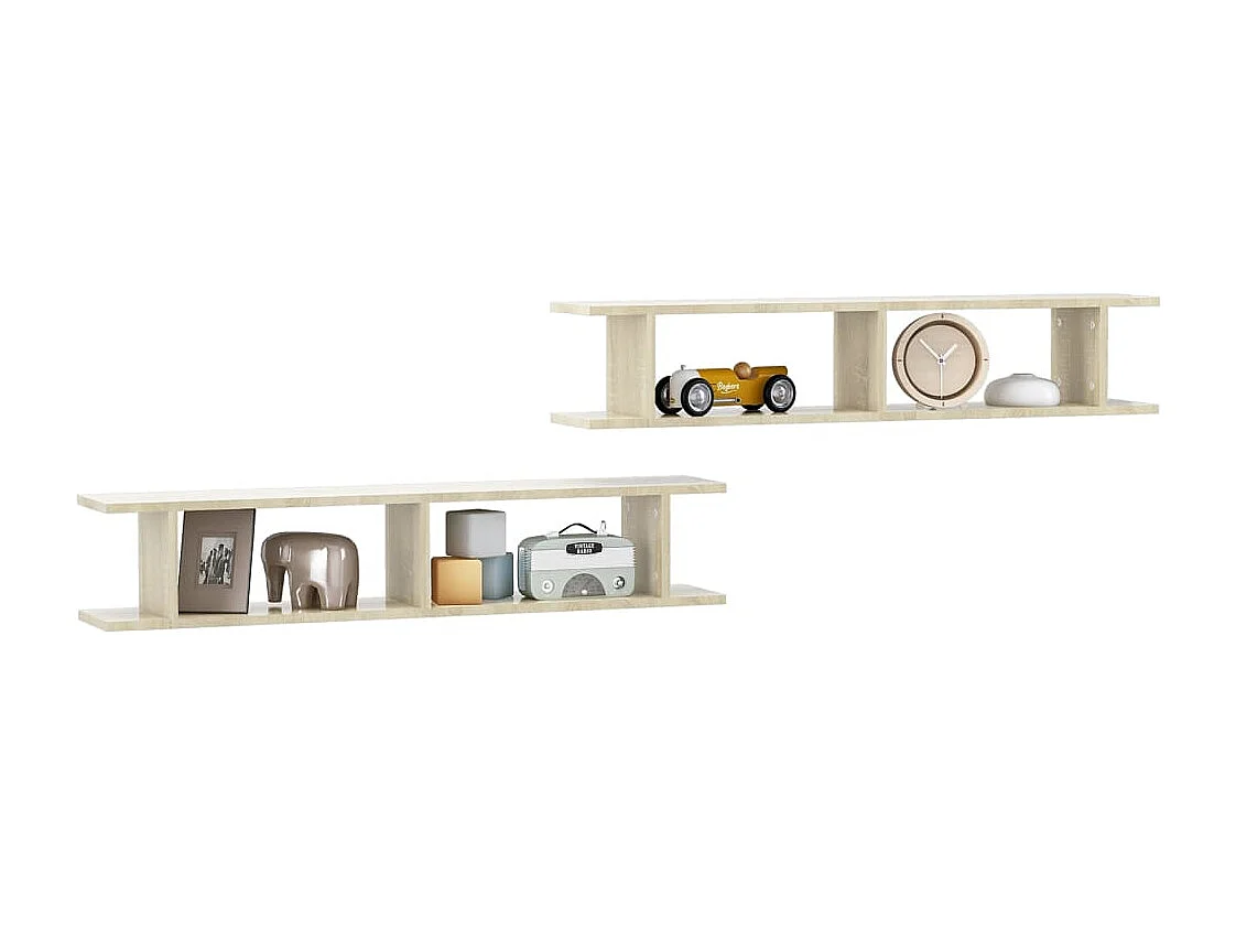 Estantes de parede 2 pcs 105x18x20 cm contrapl. carvalho sonoma