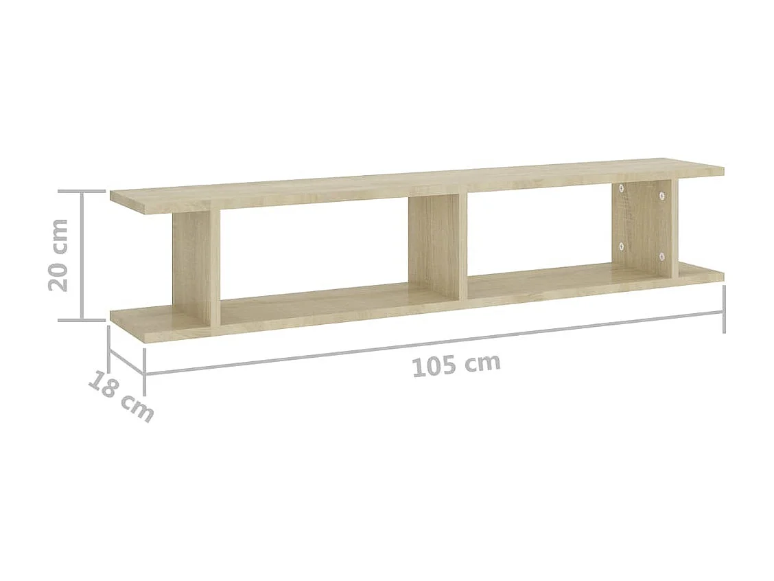 Étagères murales 2 pcs Chêne sonoma 105x18x20cm bois ingénierie