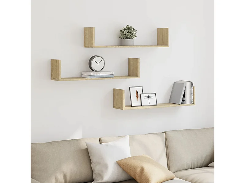 Étagères murales 3pcs chêne sonoma 80x18x18cm bois d'ingénierie