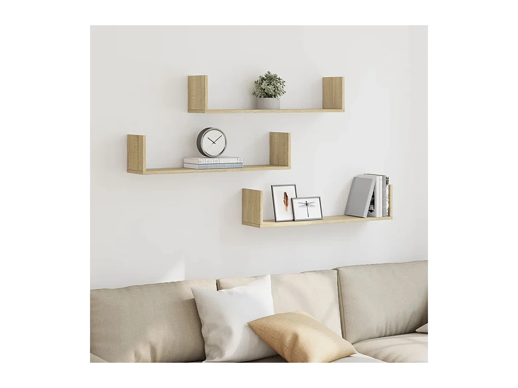 Étagères murales 3pcs chêne sonoma 80x18x18cm bois d'ingénierie