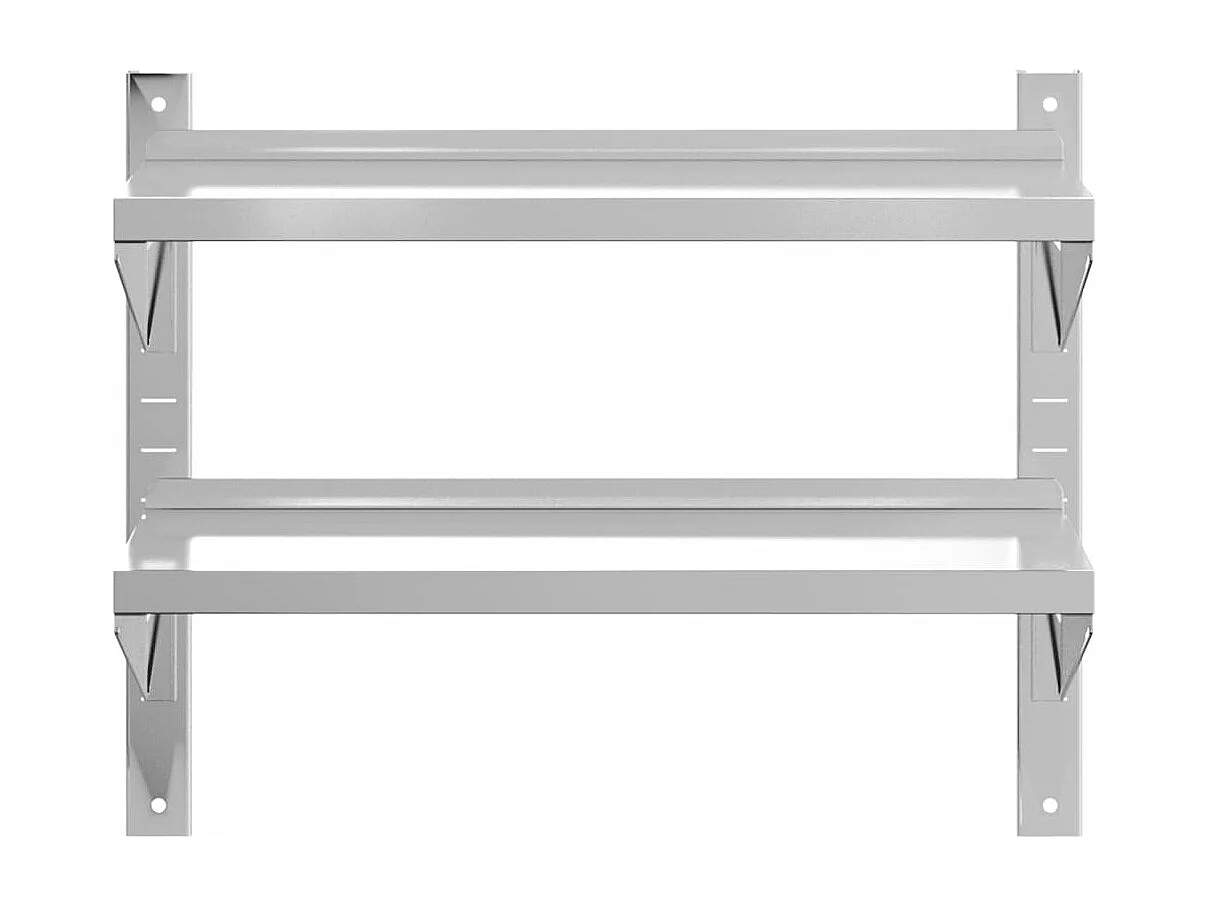 Estante parede 2 prateleiras 75x30x60 cm aço inoxidável prata