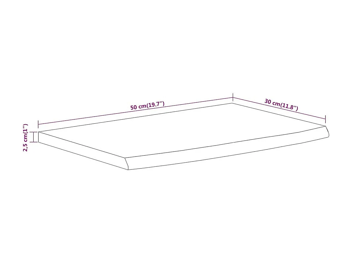 Étagère murale rectangulaire massif acacia bordure assortie