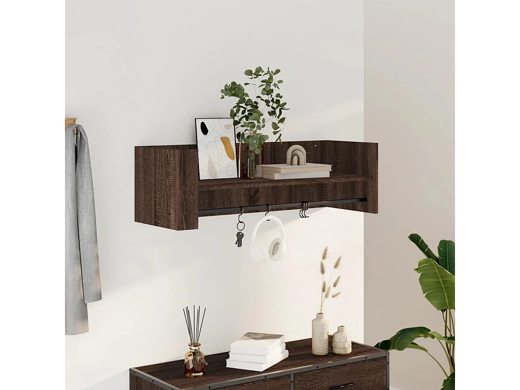 Estante de pared madera ingeniería marrón roble 100x35x30,5 cm
