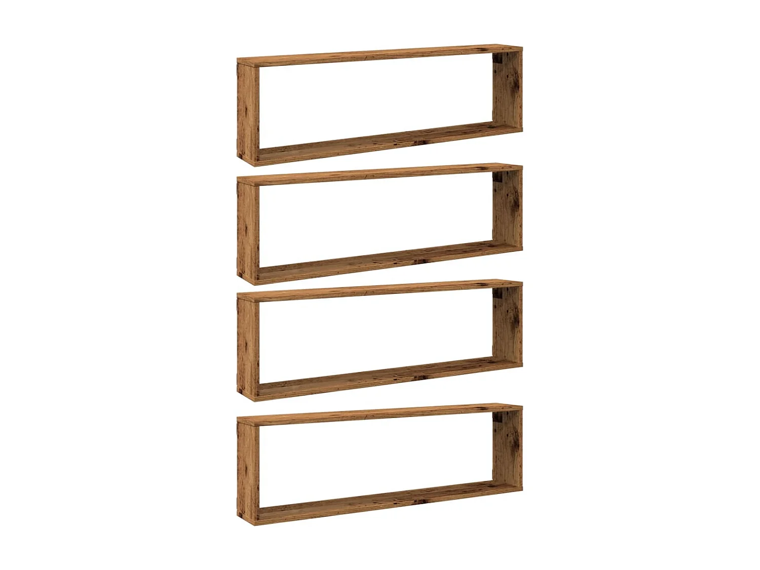 Étagères cube murales 4 pcs vieux bois 100x15x30 cm