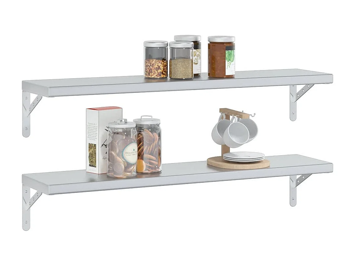 Mensole a Muro 2pz 100x23,5x3cm Argento in Acciaio Inossidabile