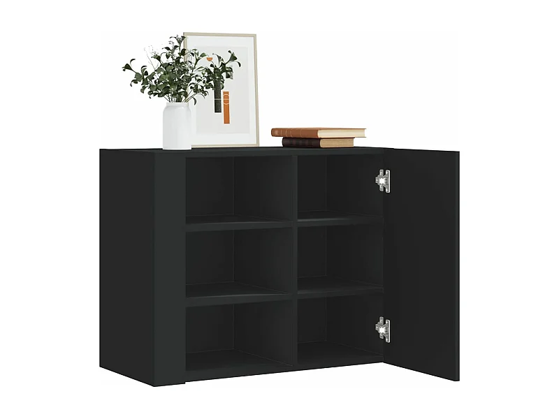 Armadietto a Muro Nero 75x35x60 cm in Truciolato