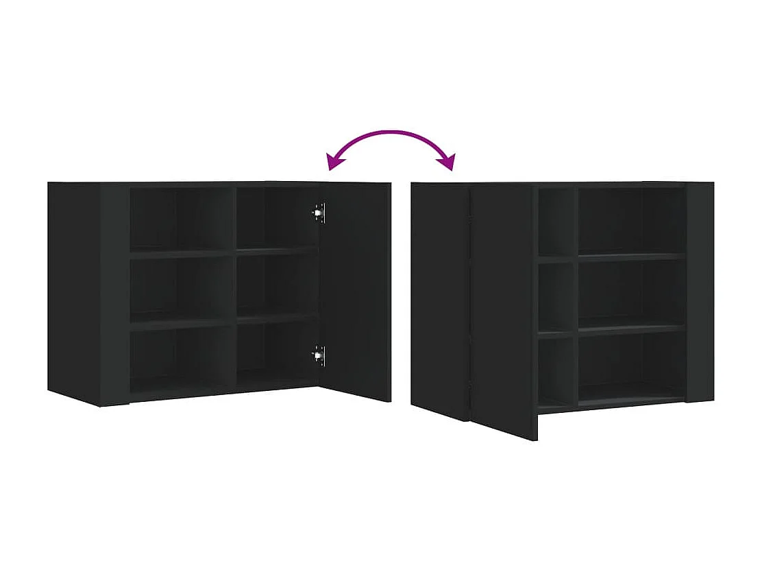 Armoire murale noir 75x35x60 cm bois d'ingénierie