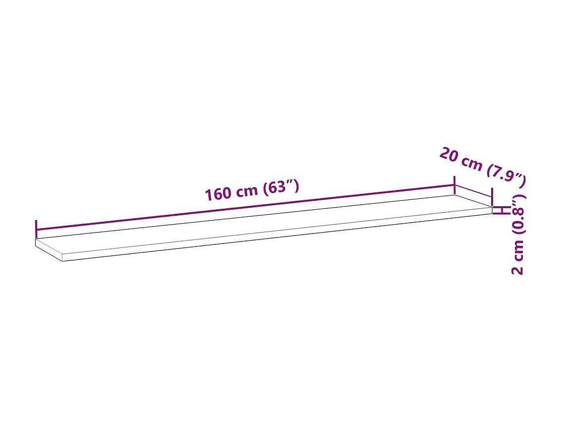 Ripiano a Parete 160x20x2cm Legno Massello Acacia Rifinito Olio