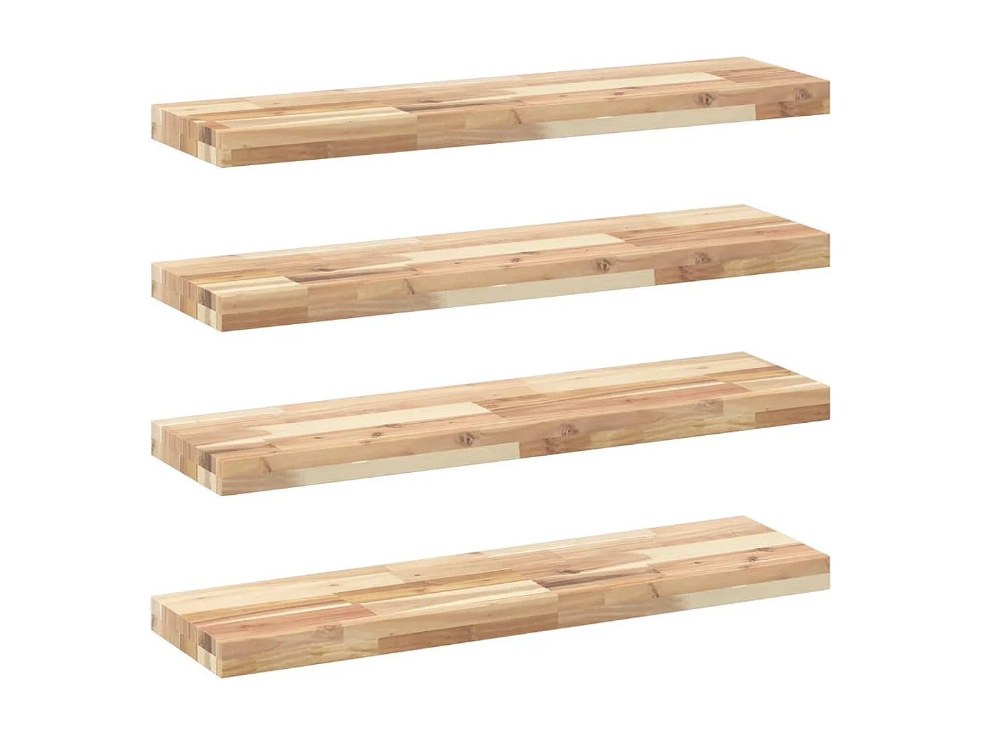 Estantes flotantes 4 uds madera acacia sin tratar 100x20x4 cm
