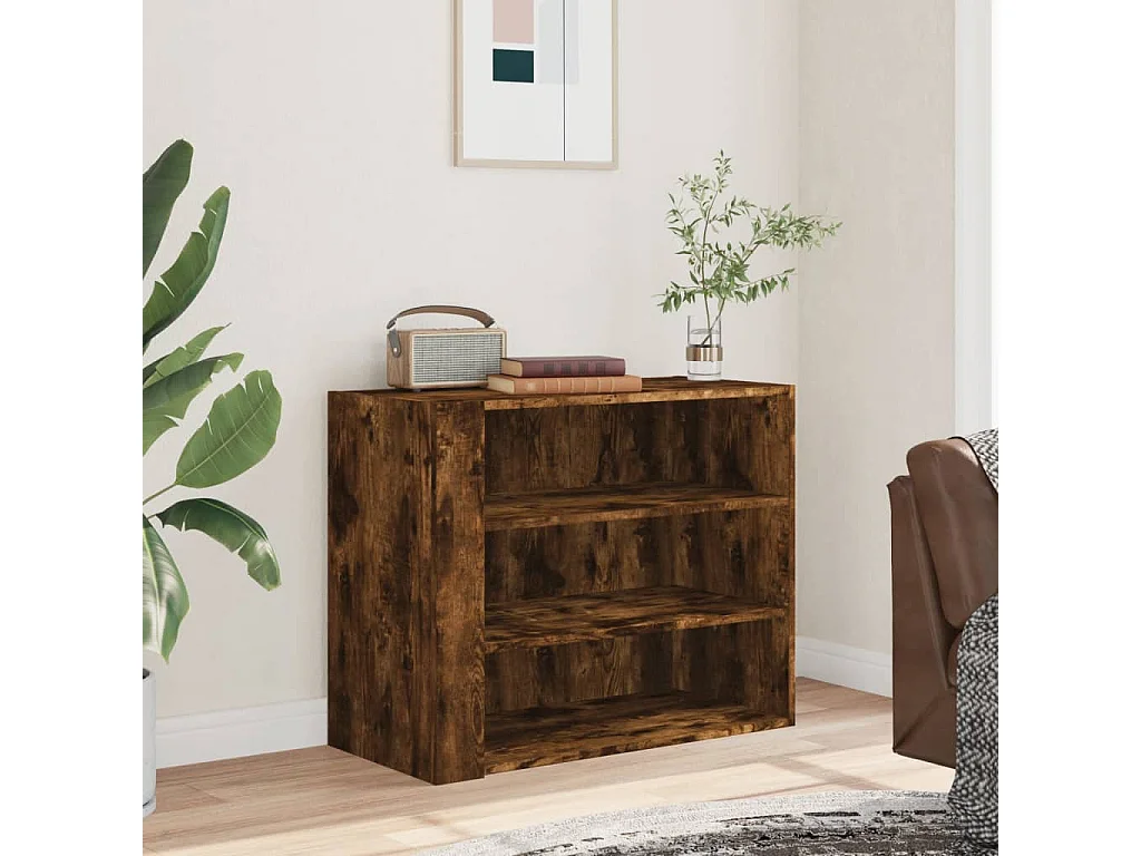 Armoire murale chêne fumé 75x35x60 cm bois d'ingénierie