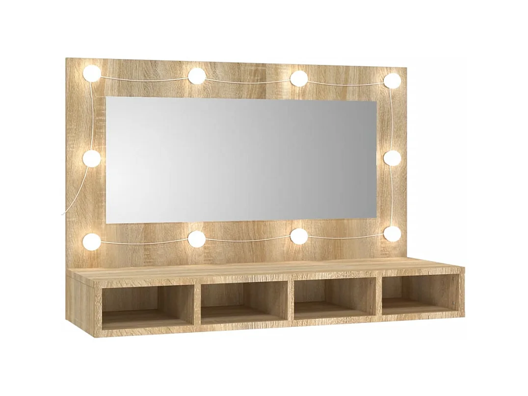 Armoire à miroir avec LED Chêne sonoma 90x31,5x62 cm