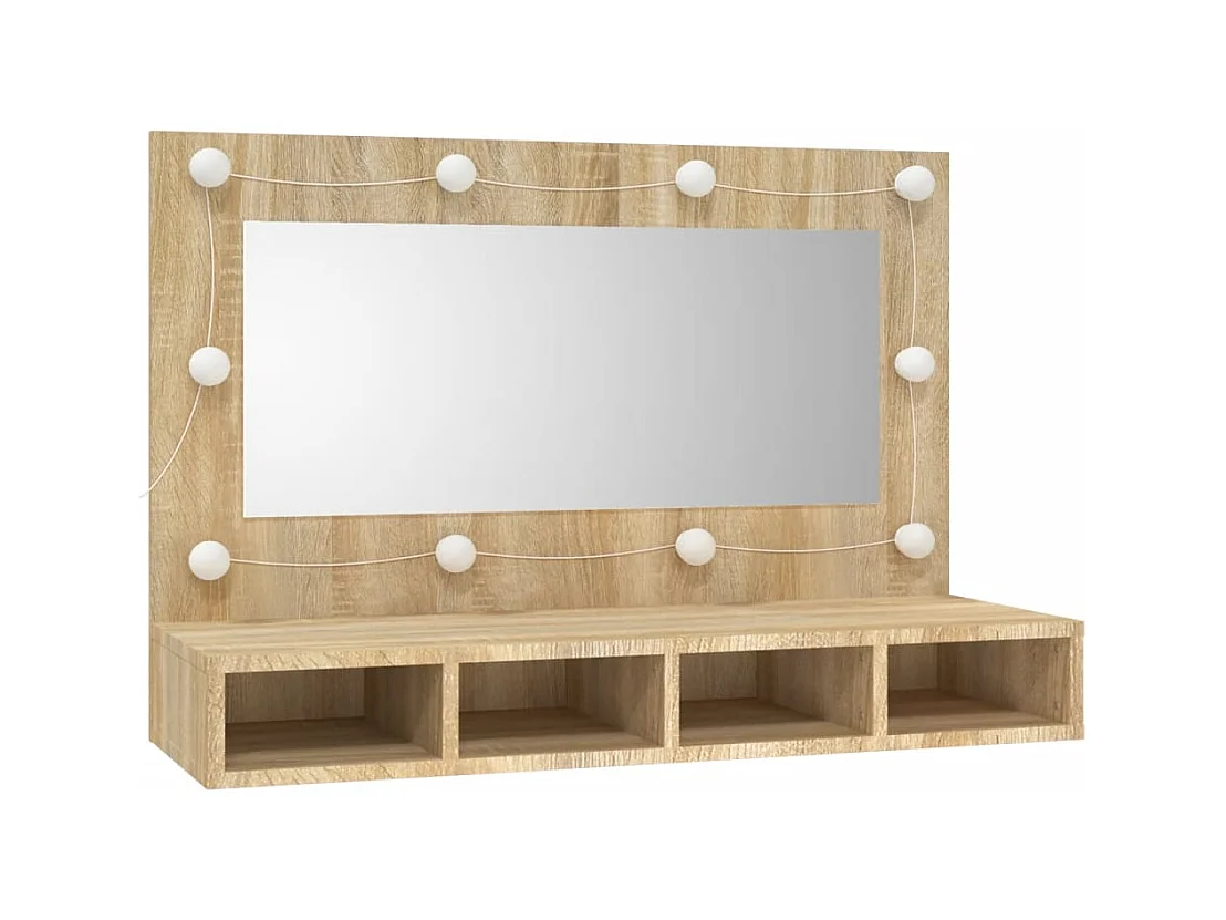 Armoire à miroir avec LED Chêne sonoma 90x31,5x62 cm