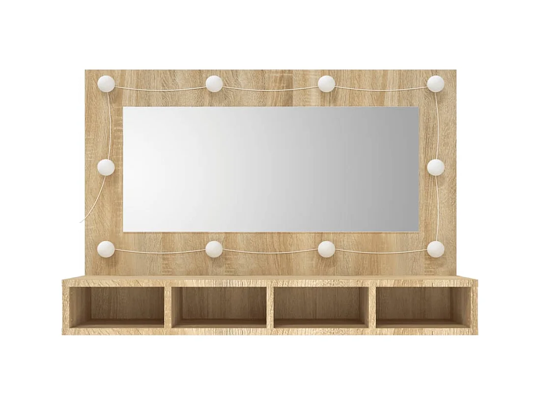 Armoire à miroir avec LED Chêne sonoma 90x31,5x62 cm
