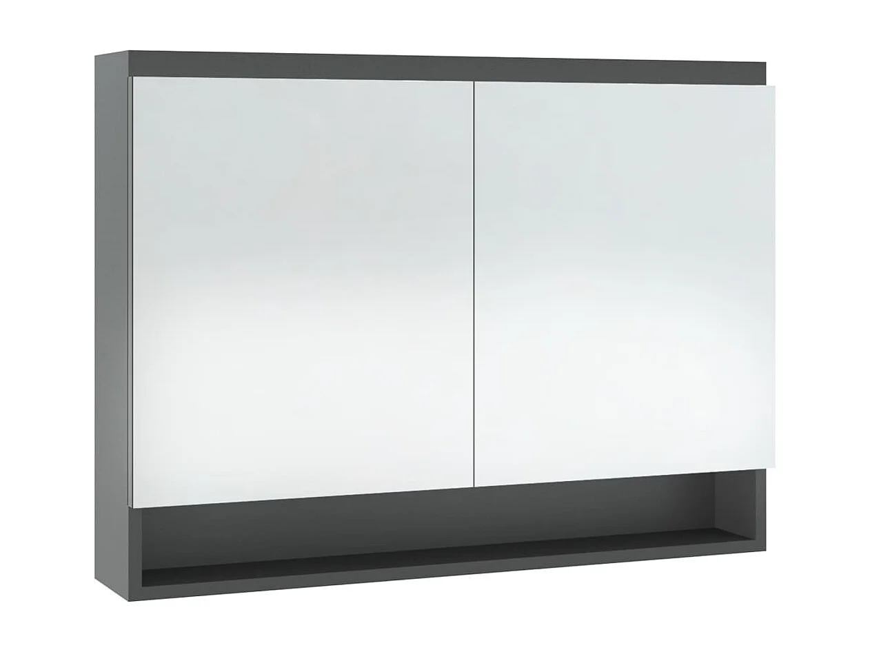 Armário espelhado para casa de banho 80x15x60 cm MDF cinzento