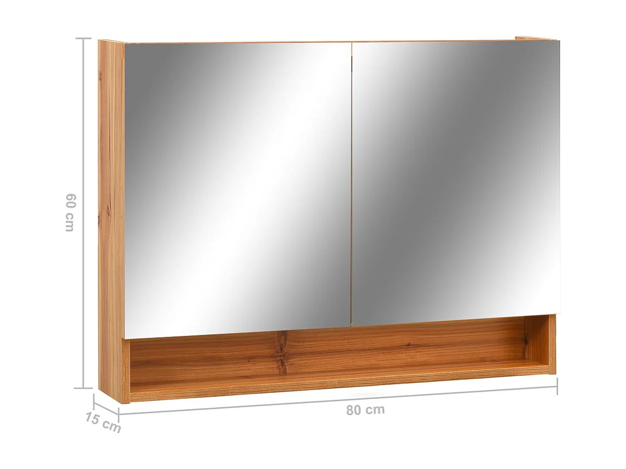 Mueble de baño con espejo LED MDF roble 80x15x60 cm