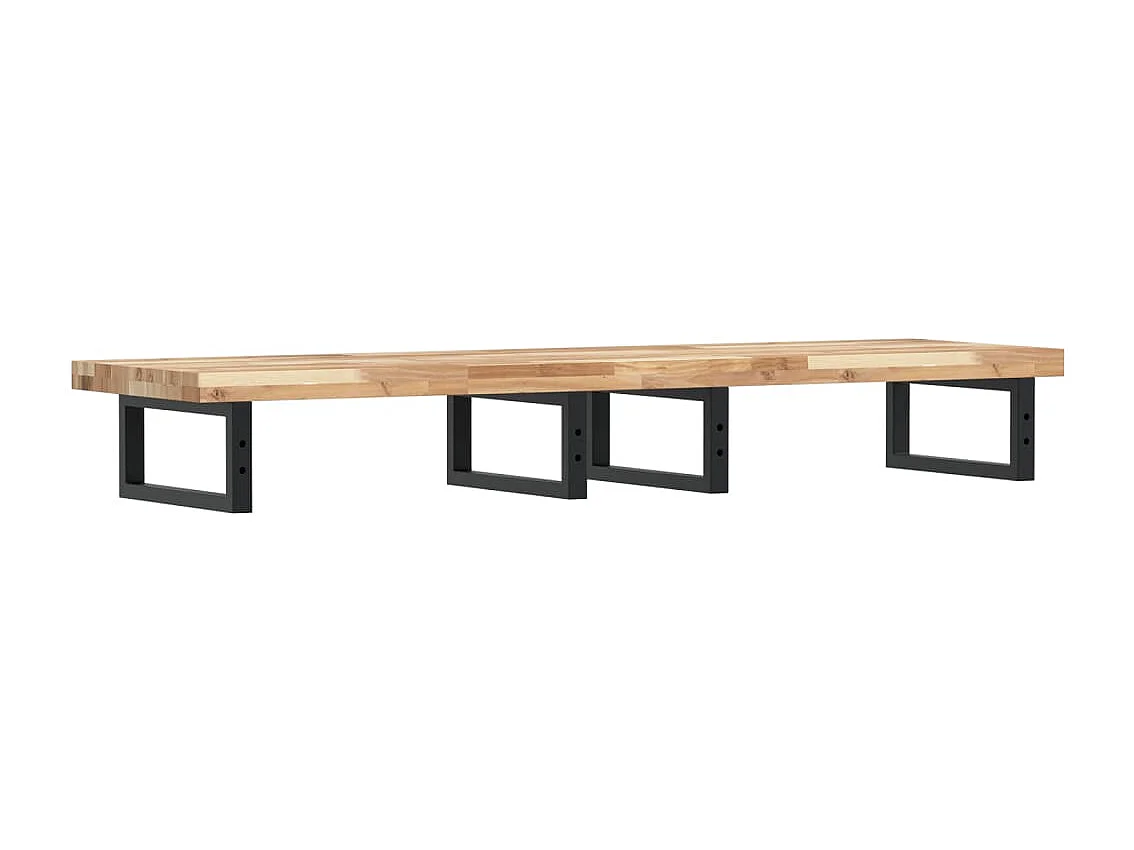 Ripiano a Parete per Lavabo in Acciaio e Massello di Acacia