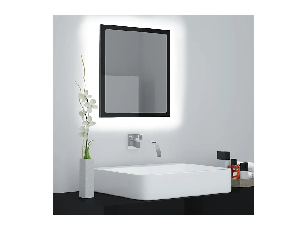 Badkamerspiegel LED 40x8,5x37 cm acryl hoogglans zwart