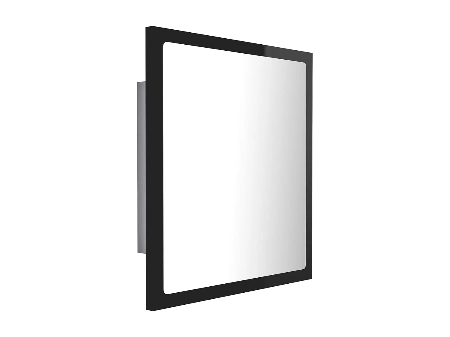 Miroir LED de salle de bain Noir brillant 40x8,5x37cm Acrylique