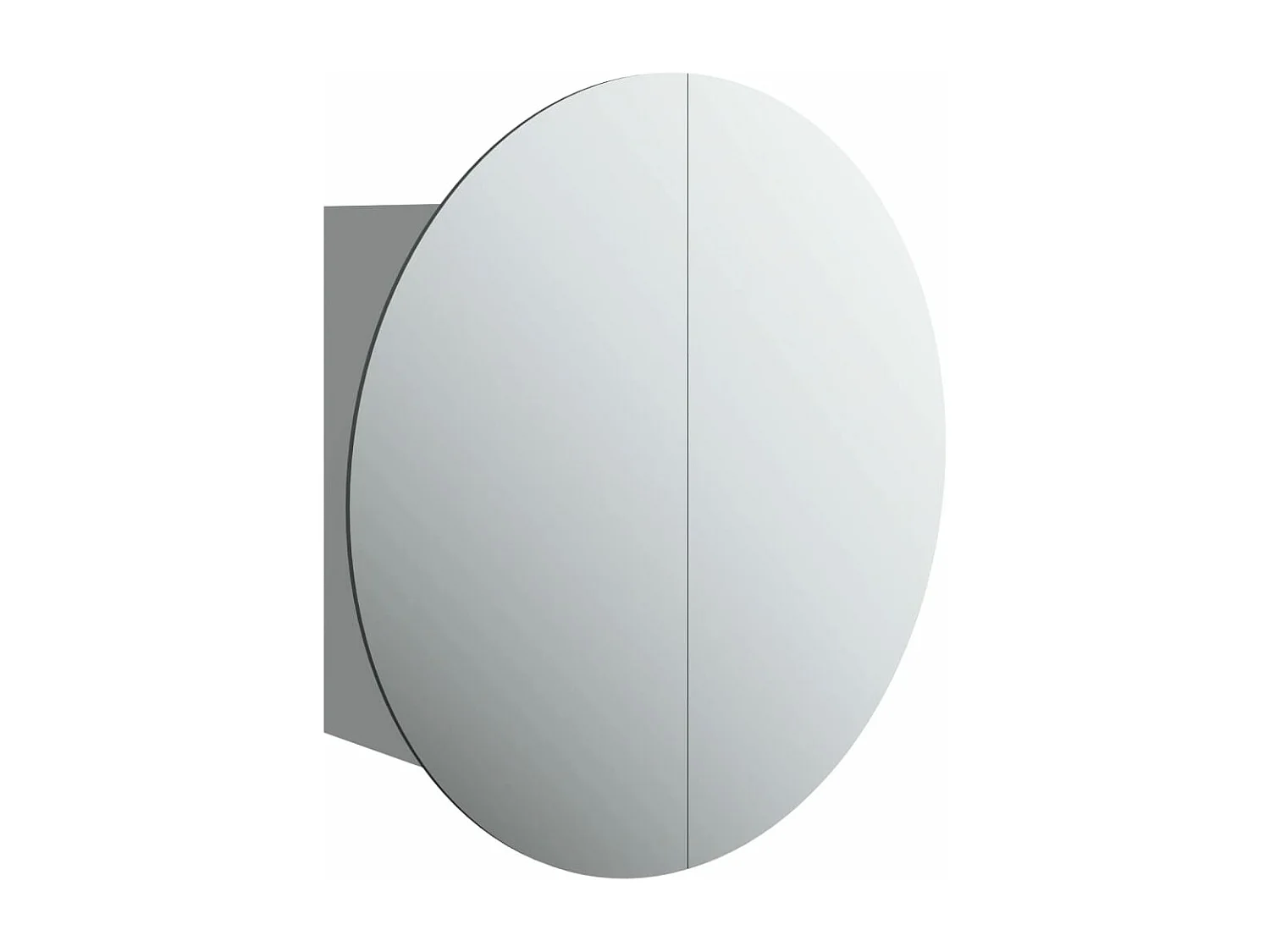 Armoire de salle de bain miroir rond et LED Gris 47x47x17,5 cm