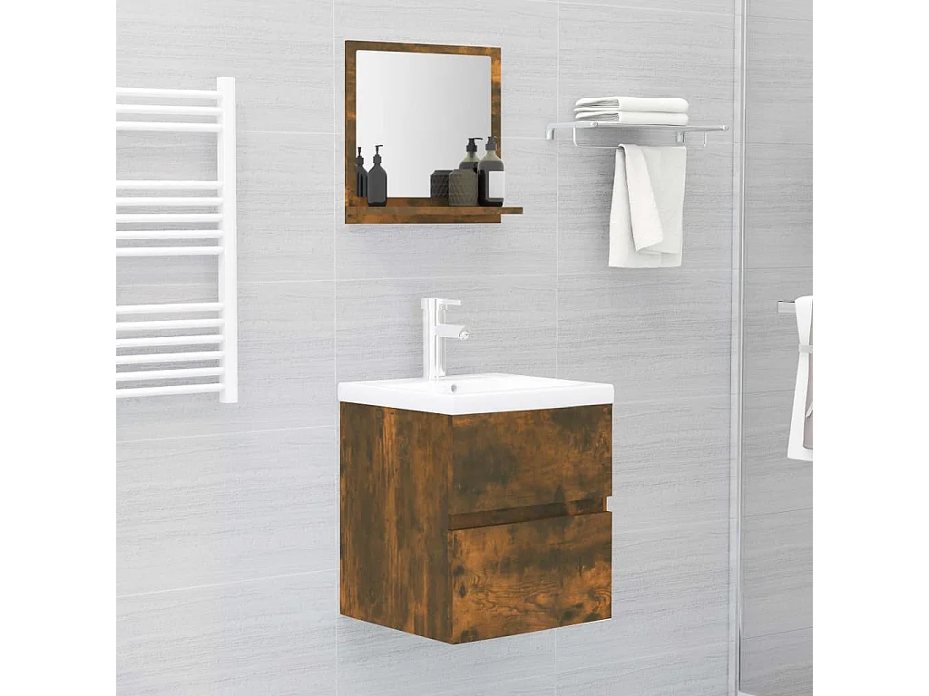 Badkamerspiegel 40x10,5x37 cm bewerkt hout gerookt eikenkleurig