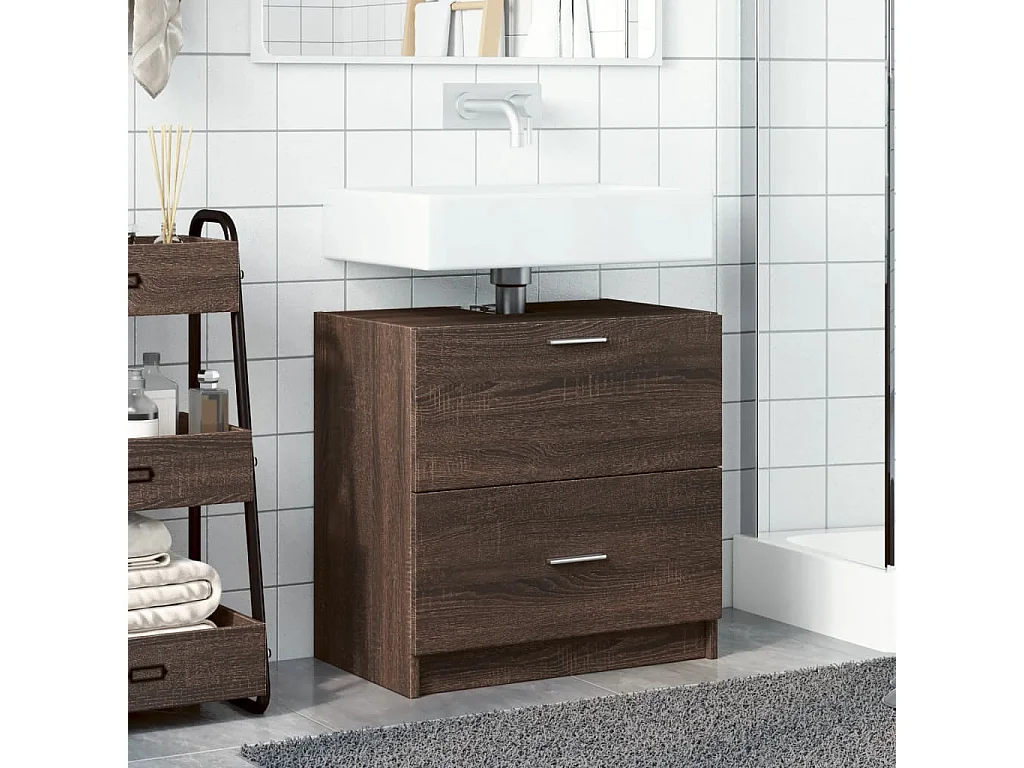 Meuble d'évier chêne marron 59x37x59 cm bois d'ingénierie