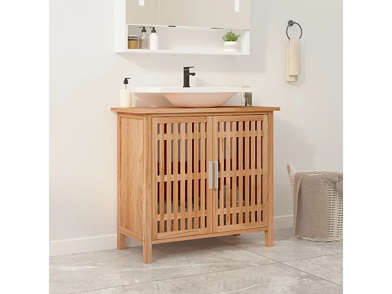 Armario de lavabo madera maciza de nogal 66x29x61,5 cm