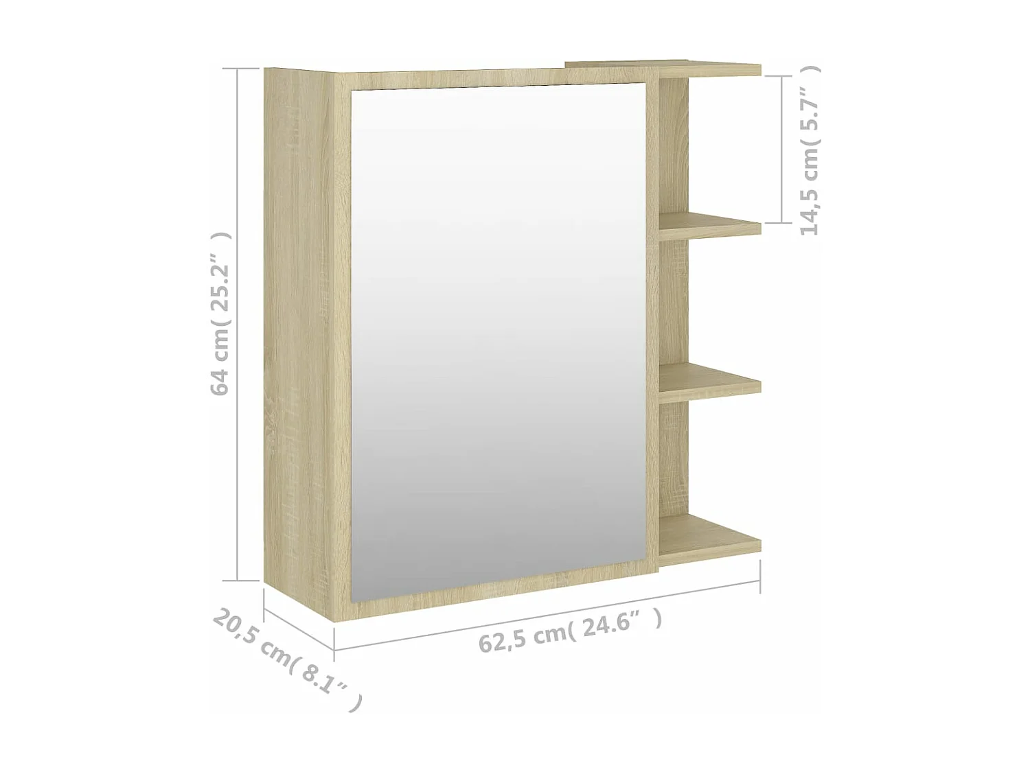 Mobile Bagno con Specchio Rovere Sonoma 62,5x20,5x64Multistrato