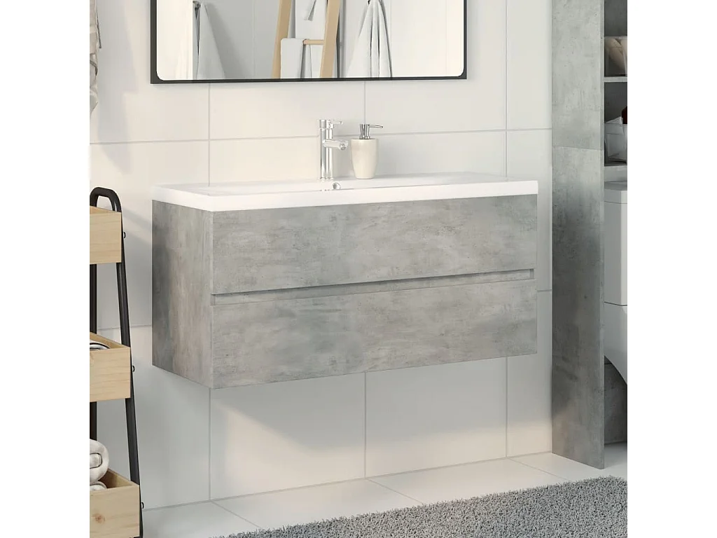 Set di mobili da bagno 2 pezzi grigio cemento