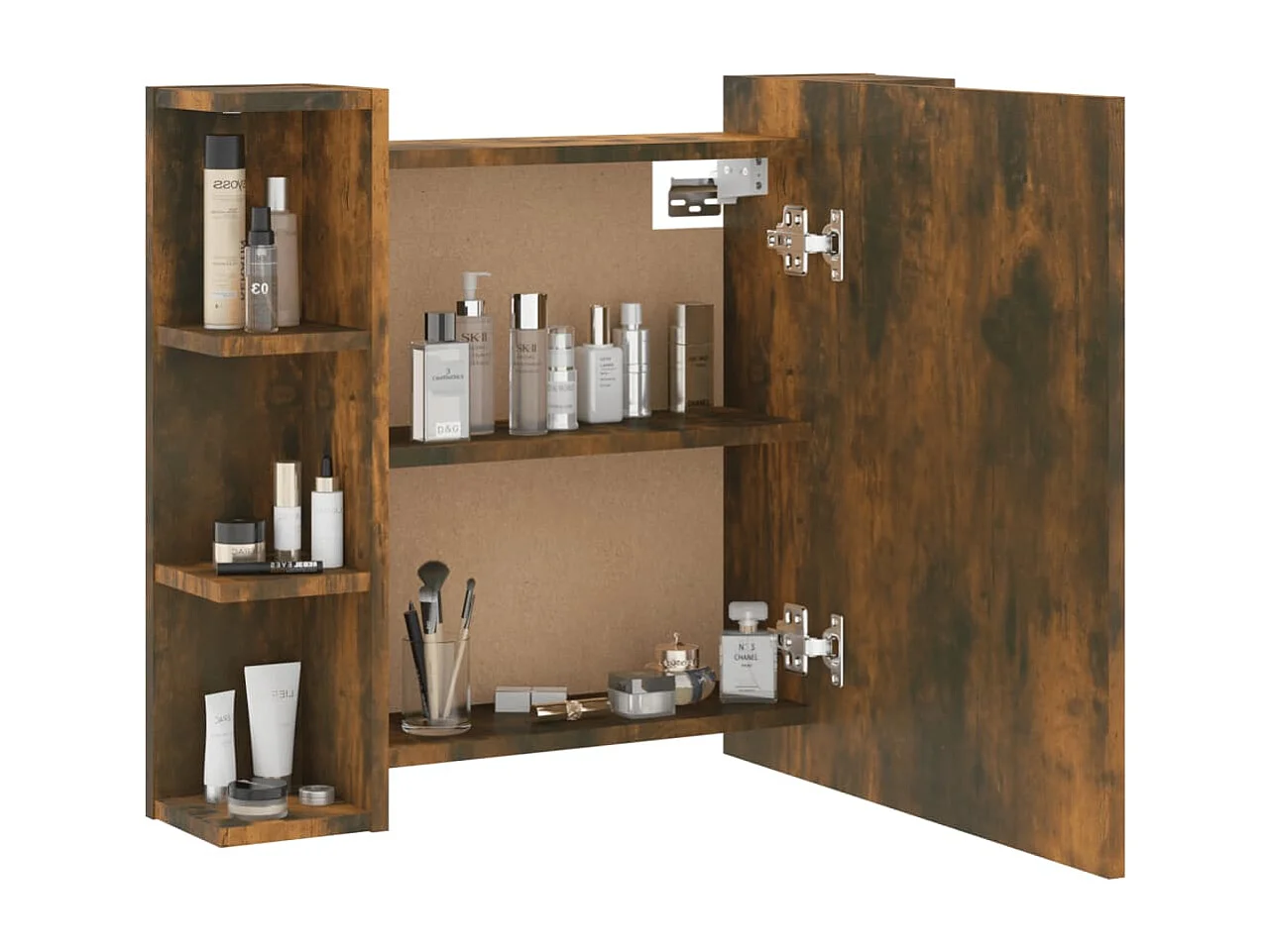 Mobile a Specchio con LED Rovere Fumo 70x16,5x60 cm