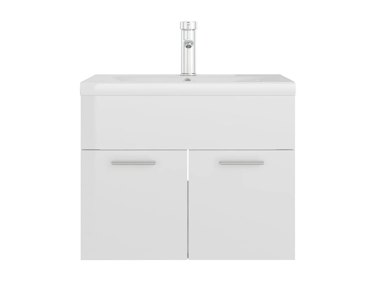 Armoire d'évier avec lavabo intégré Blanc brillant Aggloméré