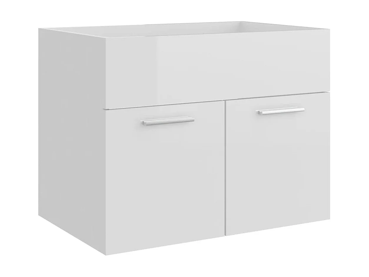 Armoire d'évier avec lavabo intégré Blanc brillant Aggloméré