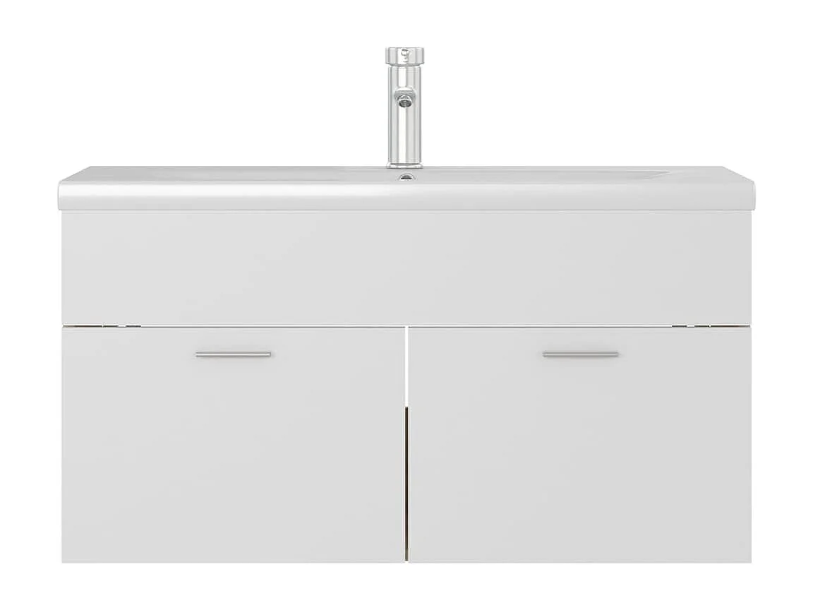 Armoire d'évier et lavabo intégré Blanc/chêne sonoma Aggloméré