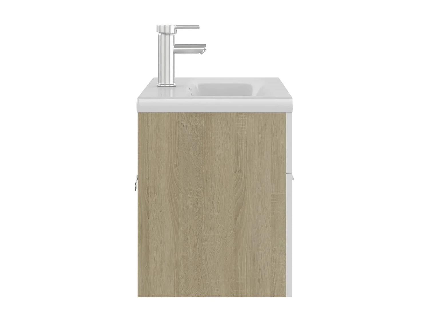 Mobile Lavabo Integrato Bianco Rovere Sonoma Legno Multistrato