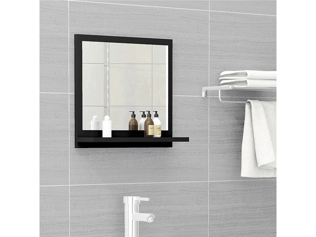 Specchio da Bagno Nero 40x10,5x37 cm in Legno Multistrato