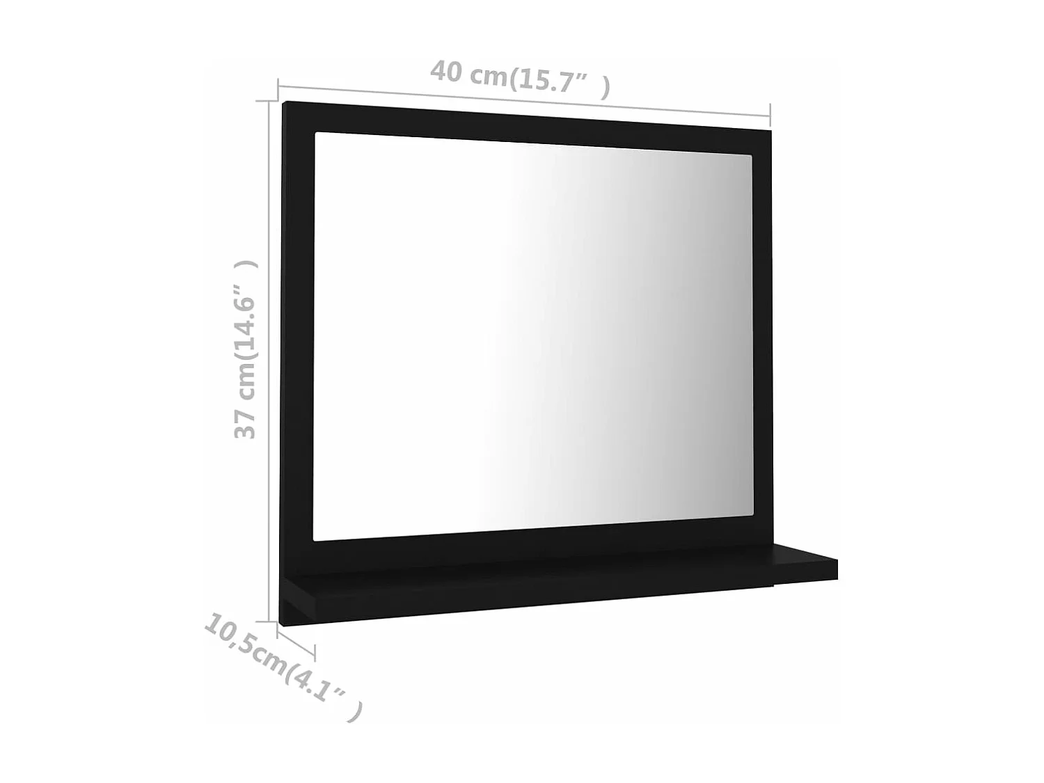 Specchio da Bagno Nero 40x10,5x37 cm in Legno Multistrato