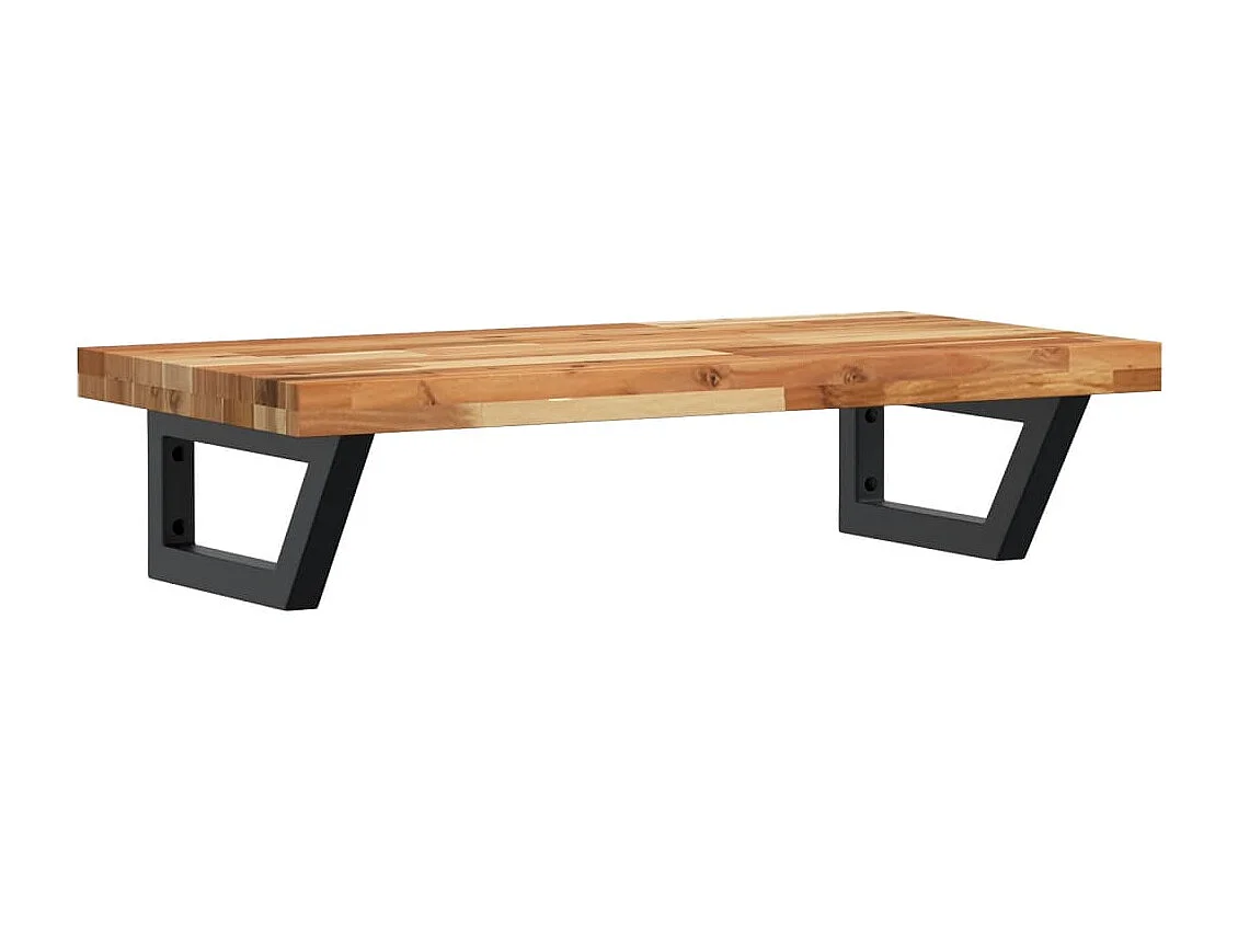 Estante de lavabo de pared acero y madera maciza de acacia