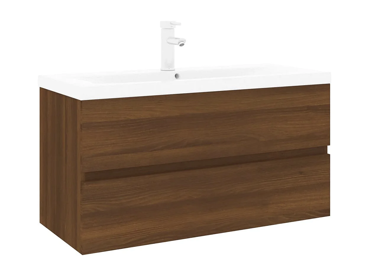 Armário lavatório +lavatório embutido madeira carvalho castanho