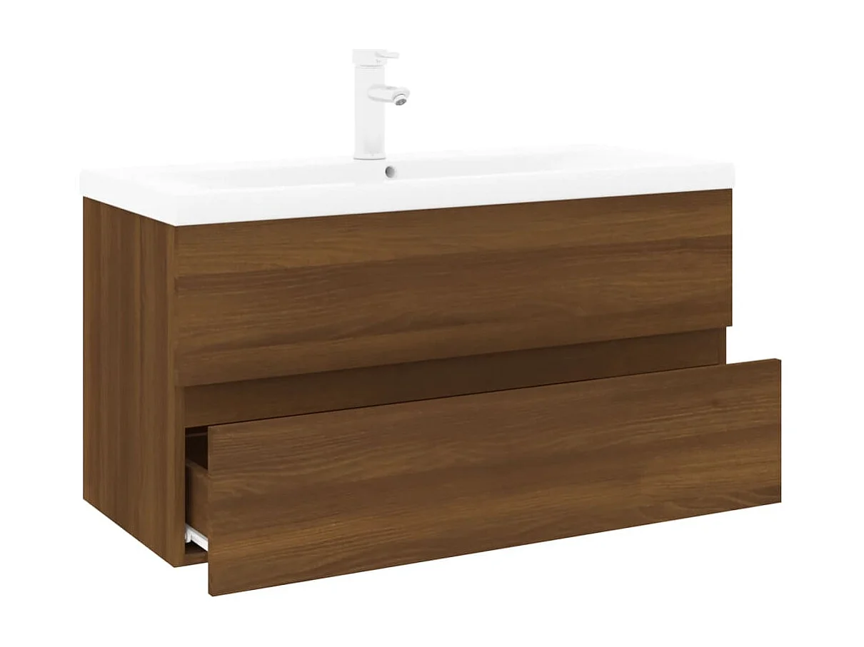 Armário lavatório +lavatório embutido madeira carvalho castanho