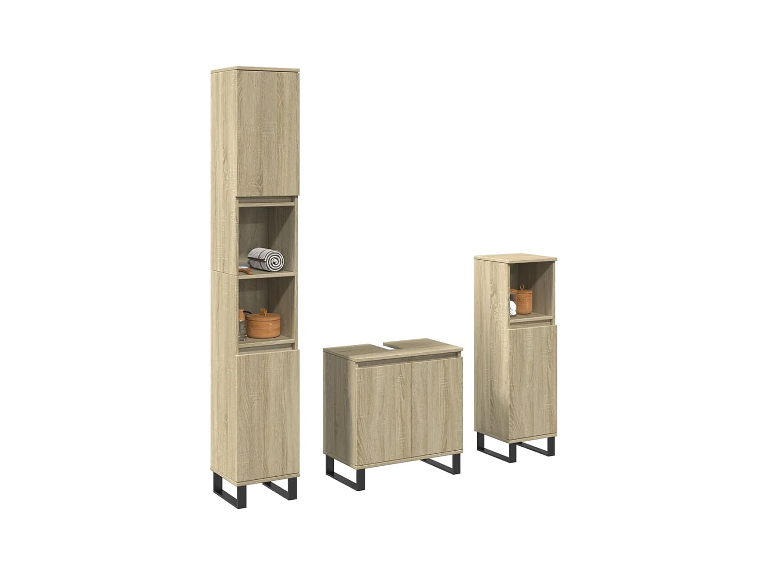 Ensemble de meubles de salle de bain 3 pcs chêne sonoma