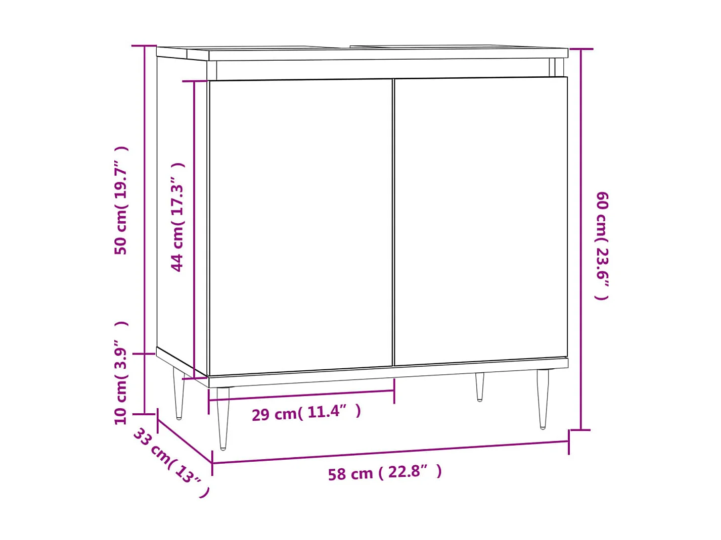 Mobile da Bagno Rovere Sonoma 58x33x60 cm in Legno Multistrato