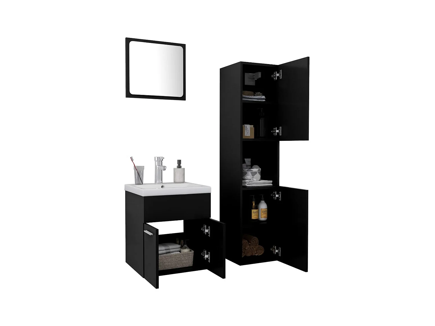 Set di mobili da bagno in truciolare nero
