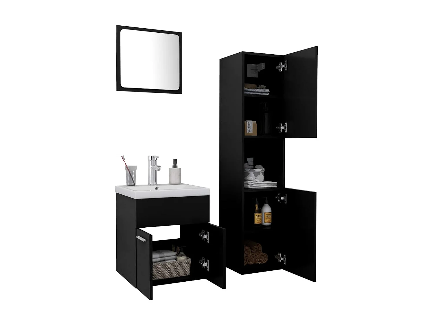 Ensemble de meubles de salle de bain Noir Aggloméré