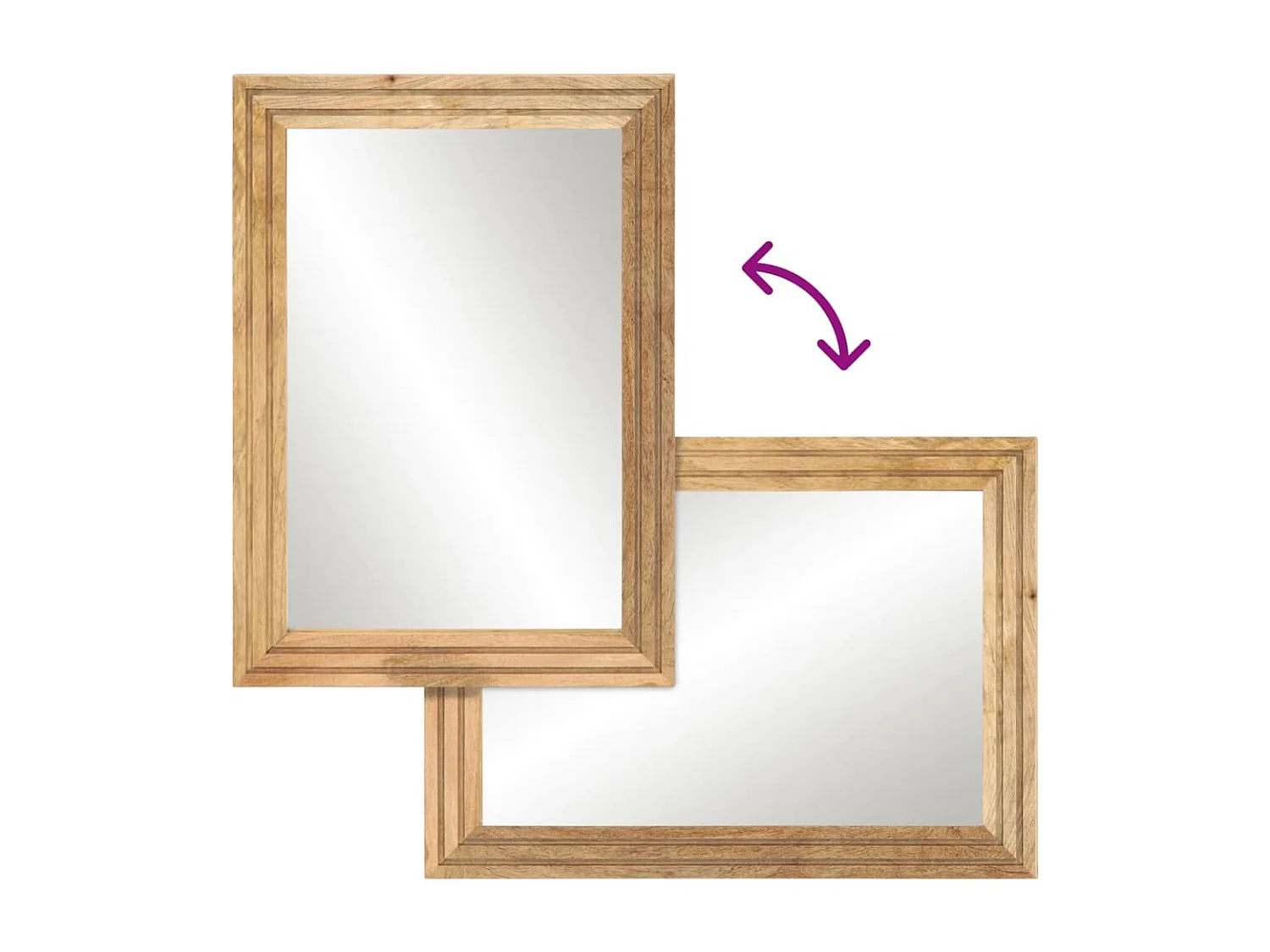 Espelho de banho 50x70 cm madeira maciça de mangueira crua e vidro