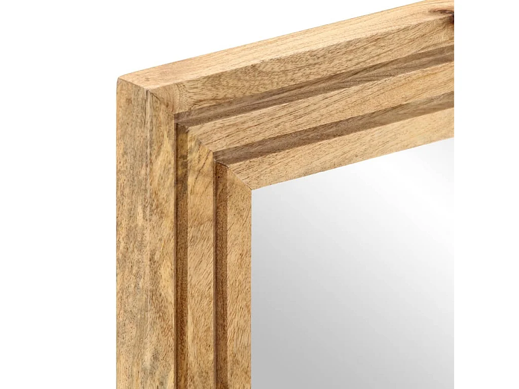 Espelho de banho 50x70 cm madeira maciça de mangueira crua e vidro