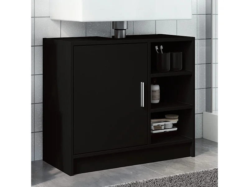 Armoire d'évier noir 63x29x55 cm bois d'ingénierie