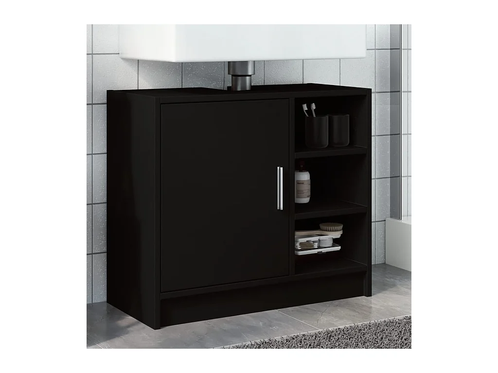 Armoire d'évier noir 63x29x55 cm bois d'ingénierie