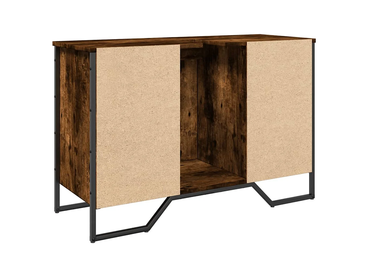 Armoire lavabo de salle de bain chêne fumé 91x35x60 cm