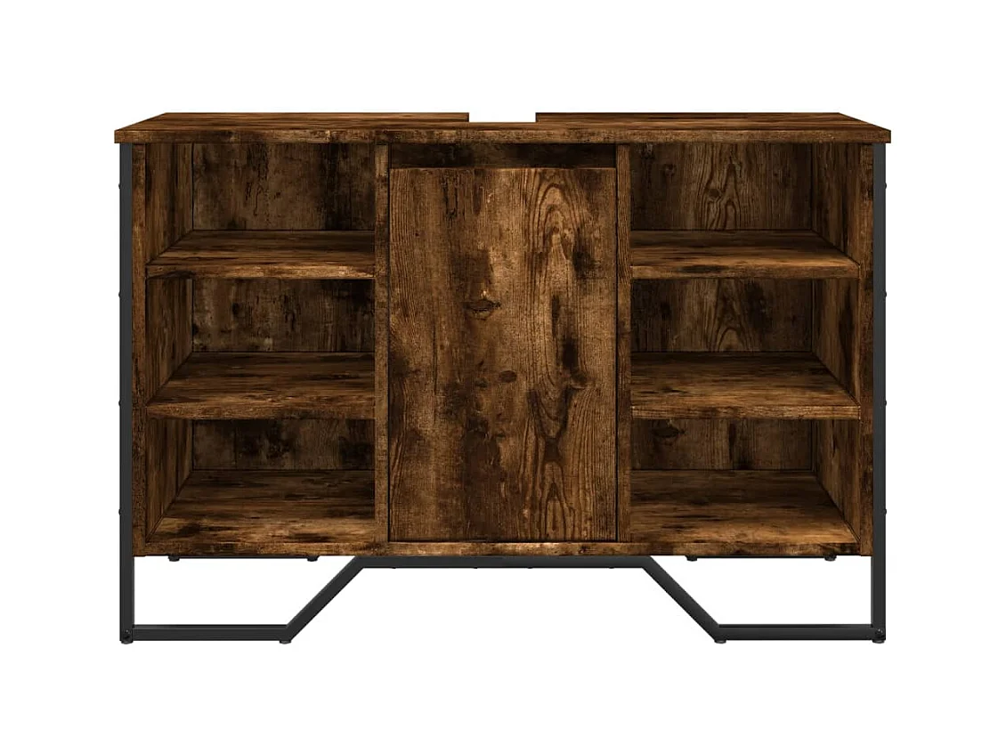 Armoire lavabo de salle de bain chêne fumé 91x35x60 cm