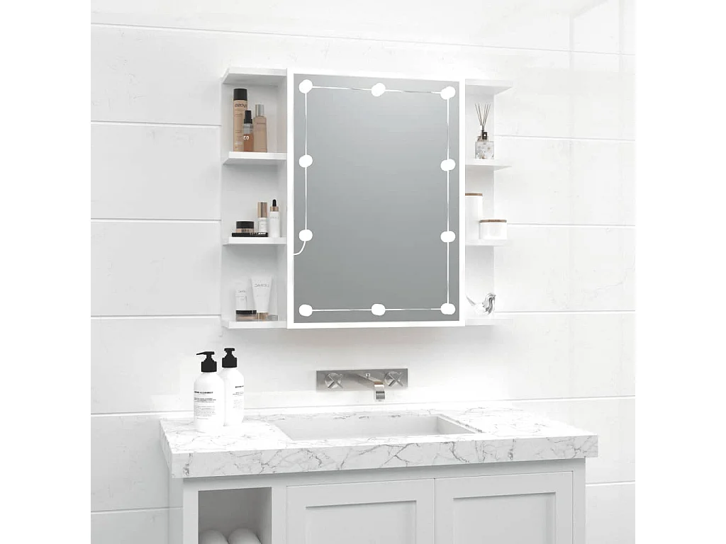 Armoire à miroir avec LED Blanc brillant 70x16,5x60 cm
