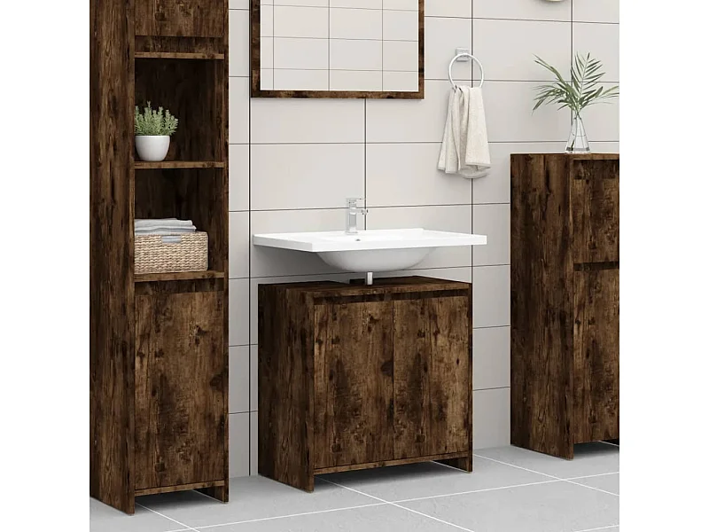 Badkamermeubel Gerookt eiken 60x33x61 cm Bewerkt hout